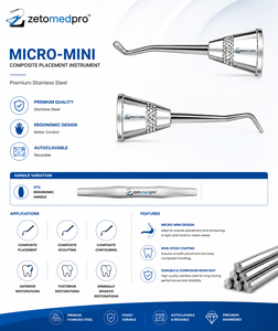 Instrument de placement de composite micro-mini dentaire de qualité supérieure en acier inoxydable, instrument de restauration OEM Zetomed Pro - Product Image 4