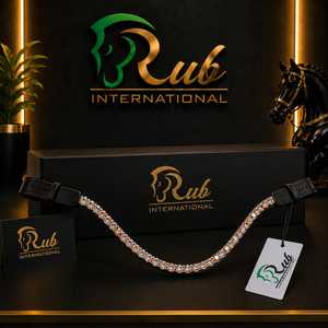 Diadema para Caballo Rub International Modelo 7860B, Hecha a Mano, en Forma de U, de Cuero, Cómoda, de Alta Calidad, Personalizable en Tamaño y Logotipo, de Lujo - Product Image 1