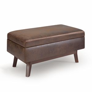 Owen Distressed Chestnut Brown Rectangular Storage Ottoman <b>Small</b> <b>Stool</b> & Ottoman - Product Image 1