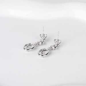 Moissanite 2CT Oval Cut Diamond Halo <b>Dangle</b> Drop <b>Earrings</b> Vintage Style with 925 <b>Silver</b> Fine Jewelry for Women's Engagement Gift - Product Image 5