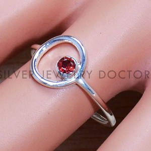 แหวนพลอยโกเมนสีแดงทรงกลมเจียระไน ดีไซน์เฉพาะตัว ทำจากเงินแท้ 925 สไตล์โบฮีเมียน ราคาประหยัด - Product Image 2