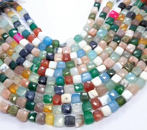 AAA Natural Mix Semi Precious Faceted Cube Beads 6-6.5 MM Disco <b>Gemstone</b> Cube Beads 9 Inch 3D Faceted Mix Cube Beads For Jewelry - Product Image 2