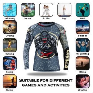 Custom Made Unisex Rashguard OEM Sublimation UPF 50 Yoga Active Wear UV Protection <b>Compression</b> Polyester Wholesale OEM Wholesale - Product Image 3