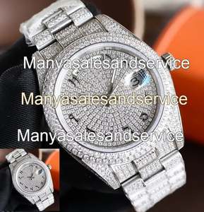 VVS1 Moissanite Round <b>Case</b> Stainless Steel Glass Bracelet Clasp 10 Bar Water Resistance Men's Luxury <b>Watch</b> - Product Image 2