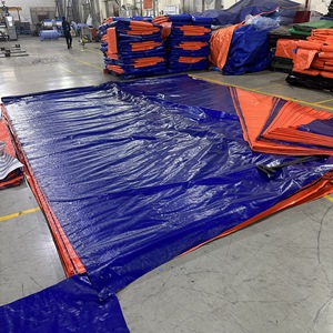 Bâche en PE haute durabilité, robuste, bleue/orange, imperméable - Options de taille et de couleur personnalisées pour grande capacité - Product Image 2
