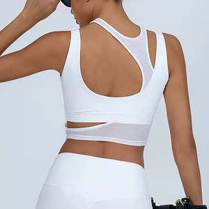 Women's Lightweight Running Bra Soft Padded Quick Dry Stretchy Mesh Insert Fitness Top Breathable Print Solid Sports Wear XS - Product Image 6