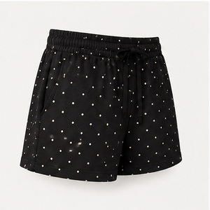 Custom Charcoal Black Polka Dot Womens Relaxed Easy Fit Drawstring <b>Lounge</b> <b>Shorts</b> Soft Cotton-Modal Jersey WPSHORT-0026 - Product Image 4