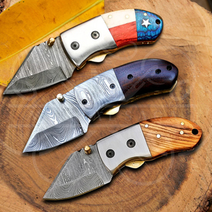 Mini couteau pliant de poche en acier Damas avec manche à motif drapeau du Texas, couteau EDC fait main sur mesure, lame tranchante, couteau de camping en plein air - Product Image 6