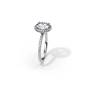 Anillo de compromiso con diamante de talla brillante redonda, engaste de púas chapado, banda floral para mujer, certificado IGI - Product Image 5