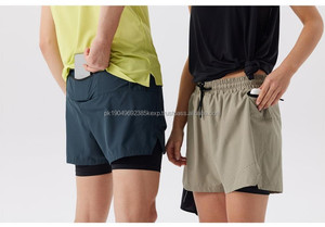 Pantalones cortos deportivos de secado rápido 2 en 1 para hombre, pantalones cortos para correr maratón con logotipo personalizado, pantalones cortos holgados transpirables para entrenamiento físico - Product Image 5