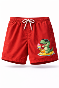 Shorts de plage pour hommes à séchage rapide, imprimés sur mesure avec motif de dinosaure de dessin animé – Maillots de bain à taille élastique – Fabrication OEM en gros - Product Image 4