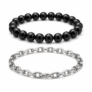Moss Agate & Natural Wood Beaded Unisex <b>Stacking</b> <b>Bracelet</b> Set for Religious & Gift Occasions - Product Image 2