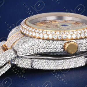 Montre mécanique personnalisée, diamant moissanite taille ronde, acier inoxydable, analogique, automatique, artisanale, bijoux sertis de pierres - Product Image 2