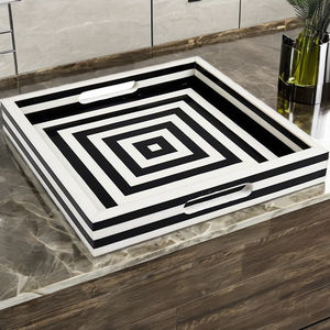 Bandeja Decorativa Rectangular Pintada a Mano con Incrustaciones de Resina Natural, Impermeable, para Decoración del Hogar - Product Image 1