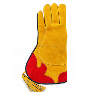 Gants de fauconnerie de 35 cm de long en cuir suédé véritable pour la manipulation des faucons, protection étendue du bras, pour rapaces, aigles, faucons, sportifs, imperméables - Product Image 2