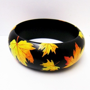 Bracelets en bois peints à la main de qualité supérieure, collection ethnique unique, technique artisanale - Product Image 1