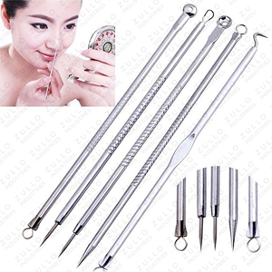 Kit de 5 piezas de acero inoxidable para extraer puntos negros y blancos – Herramientas profesionales para eliminar el acné y las espinillas del rostro con estuche de almacenamiento - Product Image 4