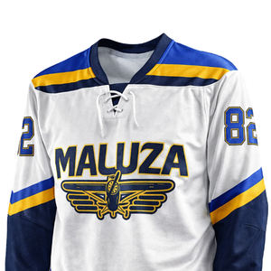 Jersey de Hockey sobre Hielo Unisex, 100% Poliéster, Manga Larga, Cuello en V con Cordones, Transpirable, Ligero, Corte Regular, Estampado Personalizado - Product Image 3