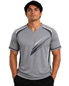 T-shirt de performance gris pour homme, manches courtes, maillot de sport, séchage rapide, respirant, athlétique, entraînement en salle de sport, tee-shirt personnalisé - Product Image 1