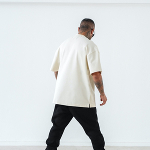 T-shirt décontracté pour homme, coupe ample, style streetwear, 100% coton, épaules tombantes, logo, t-shirt épais pour homme - Product Image 2