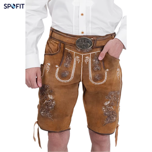 Pantalones Cortos Bávaros de Poliéster SPOFIT para Hombre, Casuales, Tradicionales, Bordados, con Botones, Cintura Media, Cinturón Vintage, Costuras Decorativas - Product Image 4