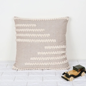 Hand Tufted Texture Boho Beige and <b>Pink</b> <b>Cushion</b> <b>Cover</b> Decorative Throw <b>Cover</b> Home Decor - Product Image 1