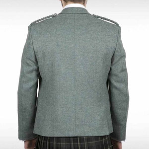 Veste en laine matelassée à col montant vert argyle avec logo personnalisé pour homme, idéale pour les occasions formelles et les mariages en hiver - Product Image 2
