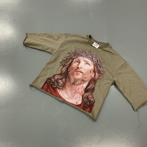 Camisetas Cortas de Alta Calidad, Personalizadas, con Estampado Gráfico, Estilo Urbano, con Dobladillo Crudo, Vintage, de Felpa Francesa, para Hombre - Product Image 1