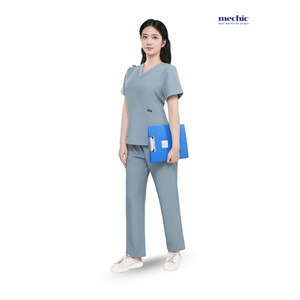 Conjunto de Uniforme Médico para Mujer, Color Morado, Cuello en V, Manga Corta, Pantalones de Algodón y Poliéster, Marca Mechanic - Product Image 2