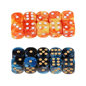 Juego de dados de resina hechos a mano con remolinos azules y naranjas, puntos blancos para juegos de mesa, piezas decorativas coleccionables - Product Image 6