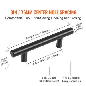 Set di 30 Maniglie Sottili per Cassetti da Cucina, 76mm (3 pollici) Centro-Centro, Moderne in Acciaio Inox e Ottone per Ante di Armadi - Product Image 2