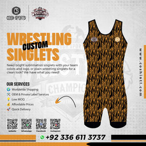 Combinaisons de lutte personnalisées, impression par sublimation, coupe légère et compressive, tissu extensible durable, séchage rapide, respirant, sans bretelles - Product Image 5