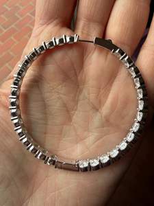 ต่างหูห่วงมอสซาไนต์ขนาดใหญ่ เงินแท้ สำหรับผู้หญิง แฟชั่นหรูหรา เครื่องประดับชั้นดี ต่างหูโดดเด่น - Product Image 2