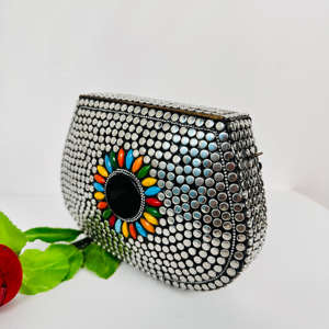 Antique Silver <b>Rainbow</b> Style Metal Shoulder Bag Hand-Crafted Modern Polished Sculpture Sling Purse Vintage for Girls and Women - Product Image 5