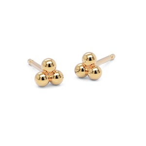 Pendientes de Oro Sólido de 14K Hechos a Mano con Triple Bola, Joyería Minimalista y Delicada, Elegantes para Uso Diario, Regalo para Mujeres y Niñas - Product Image 3