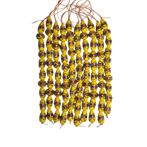 Cuentas Sueltas de Vidrio Amarillo Hechas a Mano, Hebra de 8 Pulgadas |   Cuentas Decorativas con Patrón de Pastel de Boda en Múltiples Formas |   Manualidades - Product Image 1