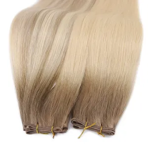 100% Remy Weft Straight Ombre Ash <b>Blonde</b> Hair Natural Straight Texture Human Weft Customizable Hair - Product Image 1