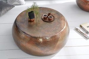 โต๊ะกาแฟโอเรียนท์แฮนด์เมด 80 ซม. ดีไซน์ทองแดงลายตีขึ้นรูป ทันสมัย ทนทาน เป็นมิตรกับสิ่งแวดล้อม เฟอร์นิเจอร์ห้องนั่งเล่น - Product Image 6