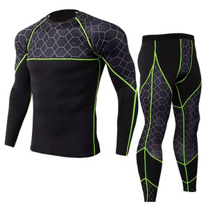 Top Seller Men Compression Wear Set Long Sleeve Compression Shirt and <b>Tight</b> Set for Workout Running Fitness - Product Image 1