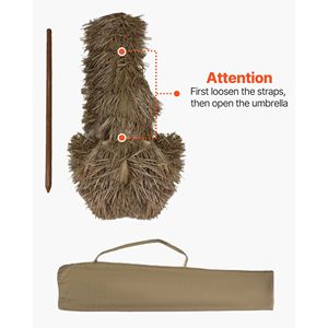 Ombrellone da Patio Tiki da 1,8 m con Inclinazione, Resistente, Stile Hawaiano, Parasole da Spiaggia con 8 Stecche Metalliche, Materiale PP Effetto Paglia, Base Elegante - Product Image 5