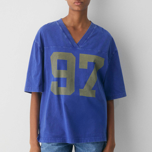 T-shirt personnalisé avec logo et impression graphique, vente en gros, t-shirt en coton à col en V pour homme, coupe ample, streetwear décontracté - Product Image 1