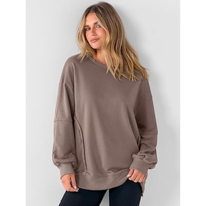 Sweat-shirts décontractés pour femmes personnalisés, légers, en molleton, surdimensionnés, unis - Product Image 1
