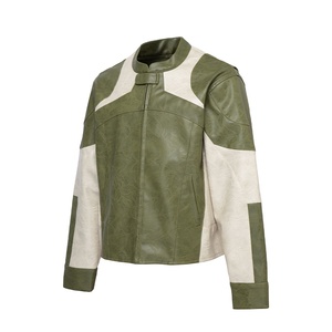 Black B <b>Men's</b> Turn-down Collar Bomber <b>Jacket</b> Olive <b>Green</b> White Color Block Patchwork <b>Waterproof</b> Zipper Casual Faux Fur Lining - Product Image 1
