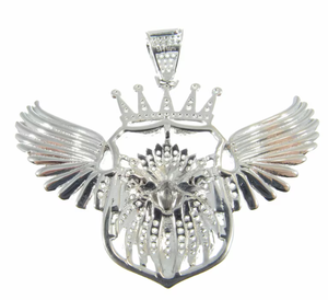 Collier pendentif Ailes d'Aigle serties de pierres, plaqué rhodium, avec breloque oiseau doré et bijou couronne, idéal pour un cadeau - Product Image 4