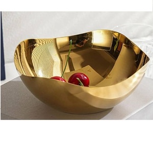 Tazón de metal decorativo curvado a mano para servir alimentos, con acabado brillante, tazón de metal para servir frutas, artículo decorativo para mesa. - Product Image 3