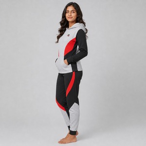 Ensemble de survêtement athlétique pour femmes, deux pièces, avec veste zippée et pantalon de jogging pour un confort quotidien, survêtement pour femmes sur mesure - Product Image 3