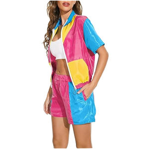 Custom Logo Best Quality Women's Summer Windbreaker <b>Shorts</b> Set Above Knee Length Canvas Two Piece Set - Product Image 2