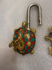 Antique Brass Turtle Shape Decorative Padlock <b>with</b> Vintage Key Ornamental Metal <b>Lock</b> for <b>Jewelry</b> <b>Box</b> Cabinet Door Home Decor Gif - Product Image 5