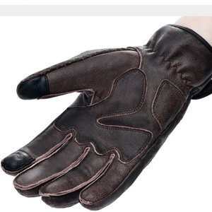 Guantes de Carreras de Cuero con Dedos Completos y Compatibilidad con Pantalla Táctil, Guantes Unisex para Motociclismo al Aire Libre con Cierre de Botón, Color Marrón - Product Image 4