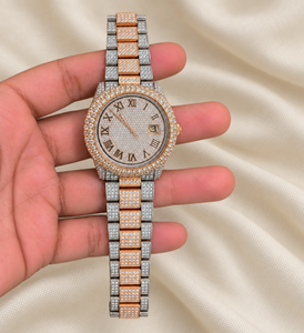 Reloj Unisex de Lujo Raj Gems de Acero Inoxidable con Movimiento ETA, Esfera de Moissanita, Visualización de Fecha, Cuarzo Analógico, Caja de 41 mm, Correa de 20 mm - Product Image 4